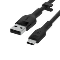 Belkin BoostCharge Flex siliconen USB Type C/A-kabel, USB-IF-gecertificeerde USB-C-laadkabel voor iPhone 16, iPhone 15 Plus/Pro/Pro Max, Samsung Galaxy S24, Pixel, iPad, Nintendo Switch, 1 m, zwart - thumbnail