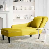 Chaise longue met kussen en rechterarmleuning fluweel geel - thumbnail