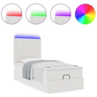 Ottoman bed met matras en LED's 90x200cm kunstleer wit