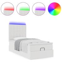Ottoman bed met matras en LED's 90x200cm kunstleer wit - thumbnail