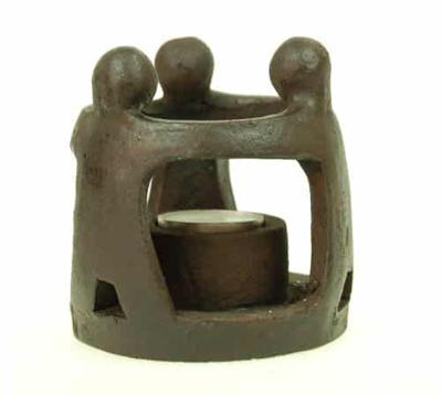 Theelichthouder 3 Mensen (Donkerbruin)