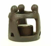 Theelichthouder 3 Mensen (Donkerbruin) - thumbnail