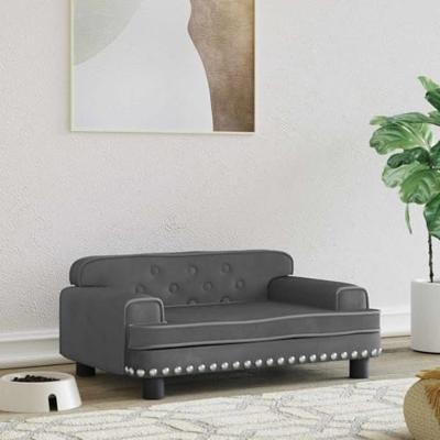 VidaXL Hondenmand 70x45x30 cm fluweel donkergrijs