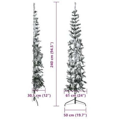 VidaXL Kunstkerstboom half met sneeuw smal 240 cm
