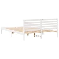 Bedframe met hoofdeinde Wit 160 x 210 cm Massief grenenhout - thumbnail