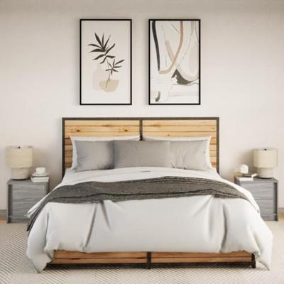 Nachtkastjes met LED-verlichting 2 st bewerkt hout grijs sonoma