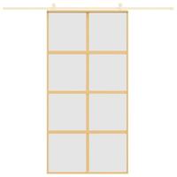 Schuifdeur 102,5x205 cm mat ESG-glas en aluminium goudkleurig - thumbnail