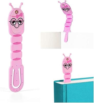 Mondikaarten Flexilight leeslamp boekenwurm roze - thumbnail