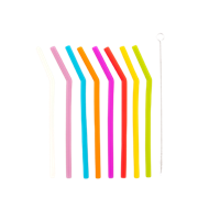 DOTZ - Set van 8 Siliconen rietjes gebogen - thumbnail