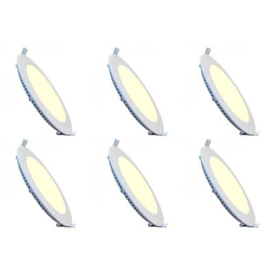 LED Downlight Slim 6 Pack - Inbouw Rond 3W - Dimbaar - Warm Wit 2700K - Mat Wit Aluminium - Ø83mm