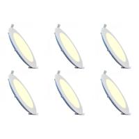 LED Downlight Slim 6 Pack - Inbouw Rond 3W - Dimbaar - Warm Wit 2700K - Mat Wit Aluminium - Ø83mm - thumbnail