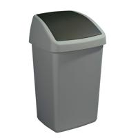 Sunware delta prullenbak met swingdeksel 50l zilvergrijs - thumbnail