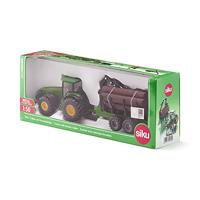 Siku John Deere 8430 tractor met boomstamaanhangwagen 1954 - thumbnail