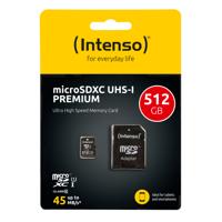 Intenso Premium microSDXC-kaart 512 GB Class 10, UHS-I Incl. SD-adapter - thumbnail