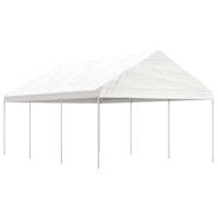 Prieel met dak 6,69x4,08x3,22 m polyetheen wit - thumbnail