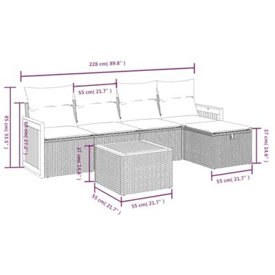 6-delige Loungeset met kussens poly rattan zwart 6-delige Loungeset met kussens poly rattan zwart