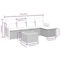 6-delige Loungeset met kussens poly rattan zwart - thumbnail