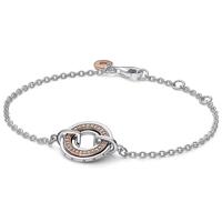 Pandora 582741C01 Armband Signature Two Tone Logo zilver-zirconia zilver-en rosekleurig-wit - thumbnail