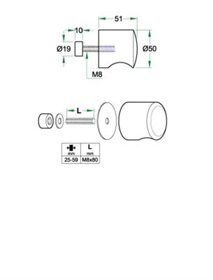 STAR voordeurknop ¢50mm, doorgaande bev.