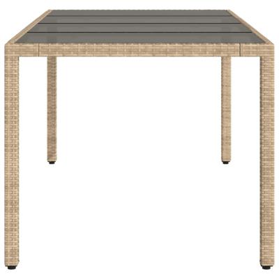 Tuintafel met glazen blad 190x90x75 cm poly rattan beige