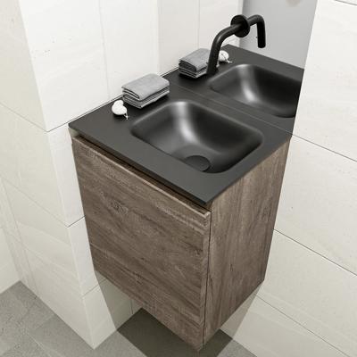 MONDIAZ OLAN 40cm toiletmeubel dark brown. LEX wastafel urban rechts geen kraangat