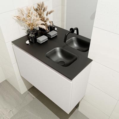 MONDIAZ OLAN 80cm toiletmeubel linen. LEX wastafel urban rechts geen kraangat