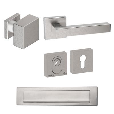 Hardbrass Voordeurset Quadro 60 vierkant SKG3 met kerntrekbeveiliging - RVS