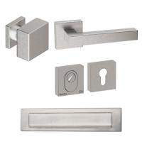 Hardbrass Voordeurset Quadro 60 vierkant SKG3 met kerntrekbeveiliging - RVS - thumbnail