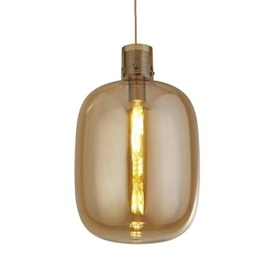 Searchlight Hanglamp GlasBarrel roodkoper met amber glas - 68361AM
