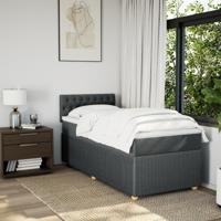 Boxspring met matras stof donkergrijs 90x190 cm - thumbnail