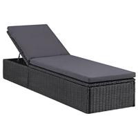 VidaXL Ligbed poly rattan zwart en donkergrijs - thumbnail