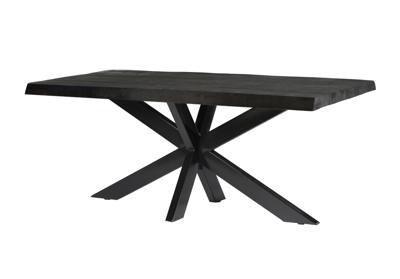 Livingfurn Eettafel 'Norris Spider' Mangohout en staal, 180 x 90cm