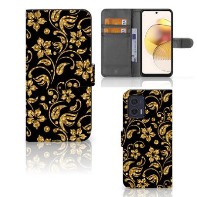 Motorola Moto G73 Hoesje Gouden Bloemen Motorola Moto G73 Hoesje Gouden Bloemen