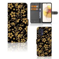 Motorola Moto G73 Hoesje Gouden Bloemen - thumbnail