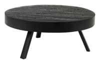 ZILT Ronde Salontafel 'Raudel' Teakhout, 74cm, kleur Zwart - thumbnail