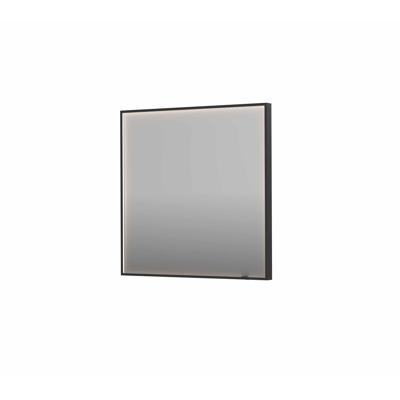 Spiegel INK SP19 80x4x80 cm incl. direct LED-Verlichting Rondom en Spiegelverwarming Geborsteld Metal Black