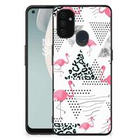 OnePlus Nord N100 Dierenprint Telefoonhoesje Flamingo Triangle - thumbnail
