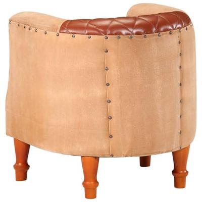 Kuipstoel echt leer en massief mangohout bruin Kuipstoel echt leer en massief mangohout bruin