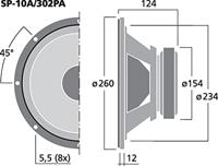 Monacor SP-10A/302PA 10 inch 25.4 cm Woofer 300 W 8 Ω - thumbnail