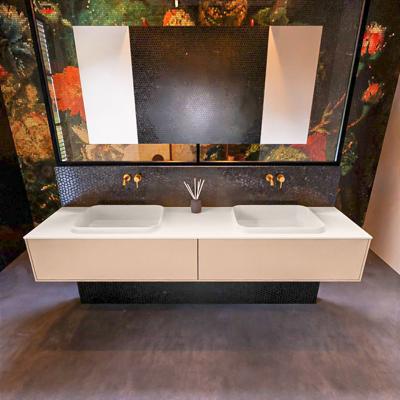 Badkamermeubelset Mondiaz Erin 200 cm met 2 Lades met RIDGE Wastafel Dubbel Linen Zonder Kraangaten Greeploos Mat Rosee Badkamermeubelset Mondiaz Erin 200 cm met 2 Lades met RIDGE Wastafel Dubbel Linen Zonder Kraangaten Greeploos Mat Rosee