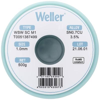 Weller WSW SC M1 Soldeertin, loodvrij Spoel Sn0,7Cu 500 g 1 mm Weller WSW SC M1 Soldeertin, loodvrij Spoel Sn0,7Cu 500 g 1 mm