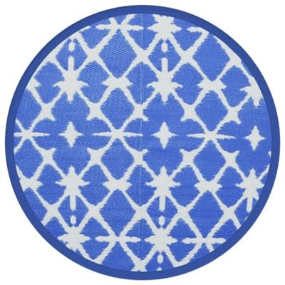 VidaXL Buitenkleed arakil ø200 cm polypropeen blauw en wit VidaXL Buitenkleed arakil ø200 cm polypropeen blauw en wit