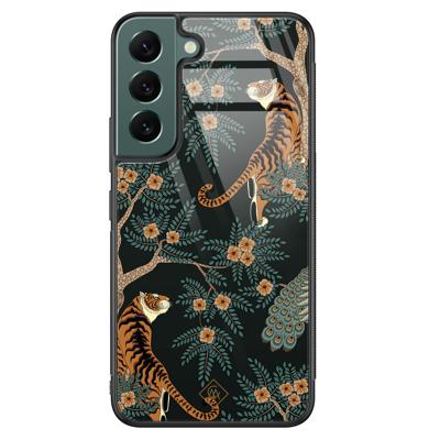 Samsung Galaxy S22 Plus glazen hardcase - Tijger jungle Samsung Galaxy S22 Plus glazen hardcase - Tijger jungle