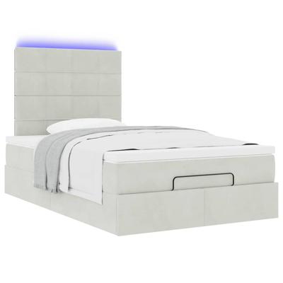 Ottoman bed met matrassen en LED's 180x200cm fluweel lichtgrijs