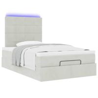 Ottoman bed met matrassen en LED's 80x200cm fluweel lichtgrijs - thumbnail