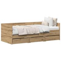 Dagbedframe met lades artisanaal eikenkleurig 90 x 190 cm - thumbnail
