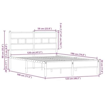 Bedframe met hoofdbord zonder matras sonoma eiken 120x190 cm