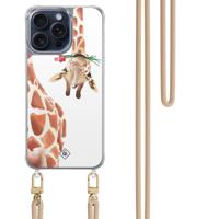 iPhone 15 Pro Max hoesje met beige koord - Giraffe - thumbnail