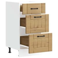 Keuken onderkast Lucca bewerkt hout artisanaal eikenkleur - thumbnail