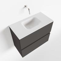 MONDIAZ ADA 60cm toiletmeubel dark grey. LEX wastafel talc midden zonder kraangat - thumbnail